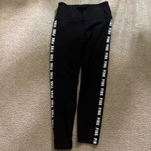 PINK Victoria's Secret Kids Black Leggings with White Logo